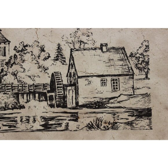 German vintage painted‎ ceramic art tile Schonebecker Castle 1895 by Grohn - Picture 2 of 11